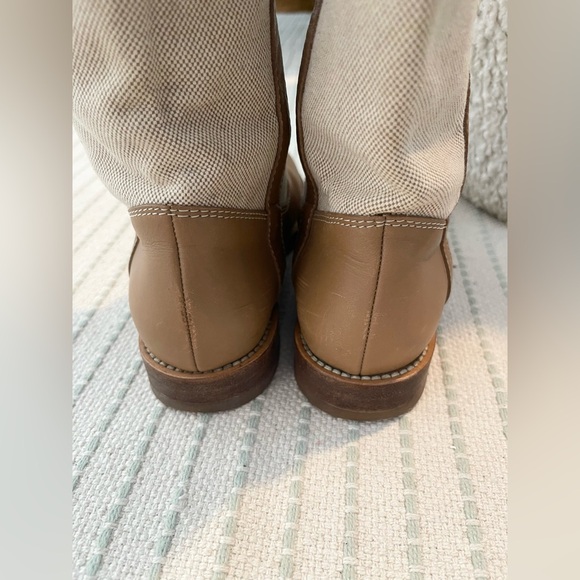 Marc Jacobs Tan Leather Cream Canvas Knee High Riding Boots - Picture 4 of 9